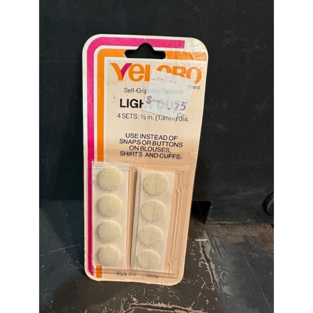 Vintage 1978 Velcro Brand Fasteners Style 350 White 1/2 Inch 4 Sets Light Duty